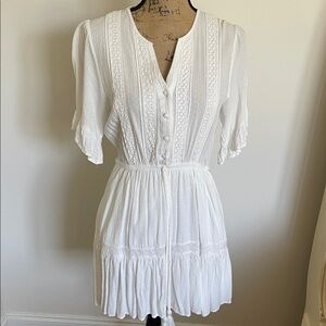 L Love White Button-Down Mini Dress, size S, EUC